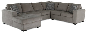 Legend 4-Piece Left-Facing Chenille Sleeper Sectional - Platinum 