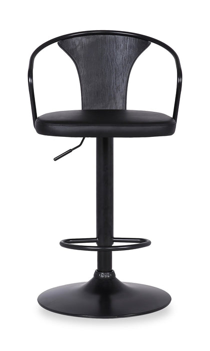 Hero Barstool with Swivel & Adjustable Seat, Vegan Leather Fabric, Metal - Grey
