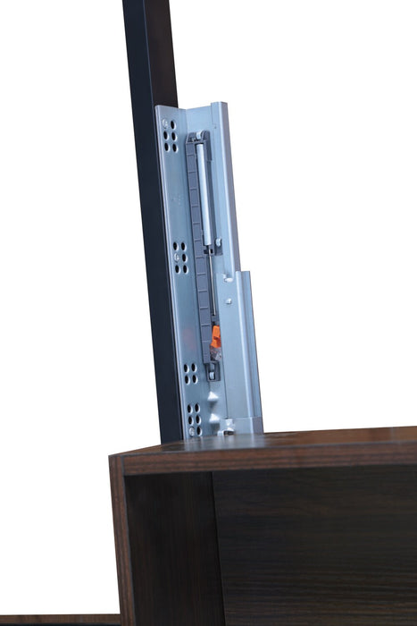 Amos Upholstered Storage Bed Base in Grey Fabric with 3 Built-in Drawers  - Full Size