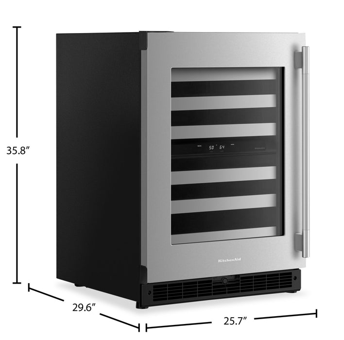 KitchenAid 24\" Undercounter Wine Cooler – Stainless Steel - KUWL324SSB