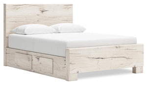 Derekson Storage Bed with 2 Built-In Side Drawers, Rustic White - Full Size