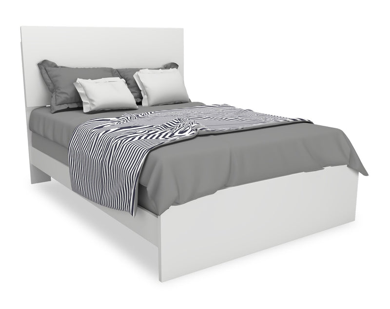 Riley 5pc Bedroom Set with Panel Bed, Dresser & Mirror, Made in Canada, White - Full Size