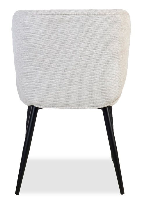 Sara Wing-Back Dining Chair with Polyester Fabric, Metal - White