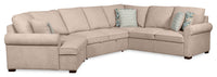 Scott Living Haven 3-Piece Left-Facing Chenille Fabric Cuddler Sleeper Sectional - Taupe 