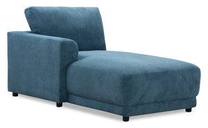 Voyage Modular Left-Facing Fabric Chair with Removable Back Cushions – Blue