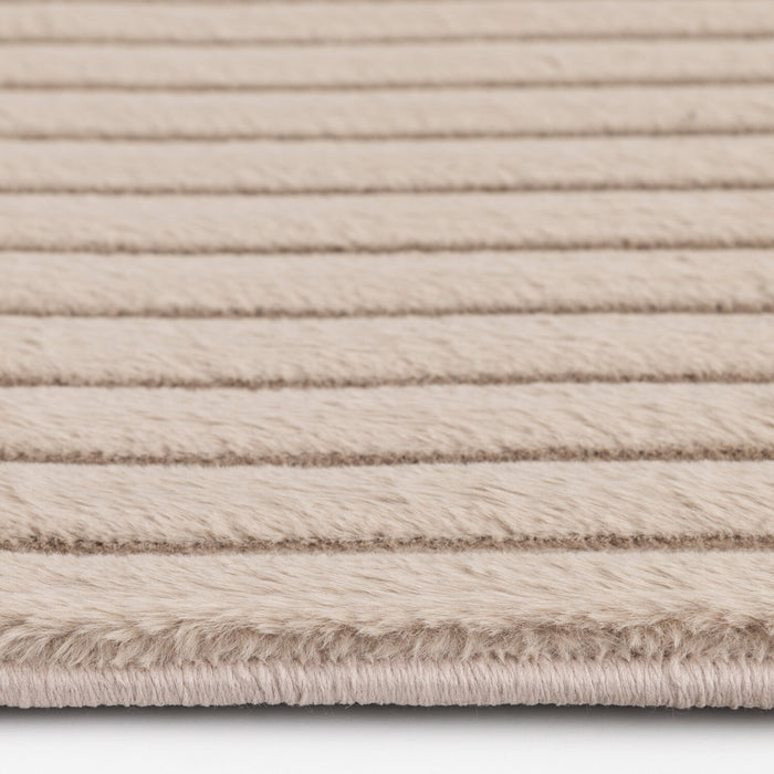 Faux Fur Channel Taupe Area Rug with Memory Foam Backing - 7' x 10'