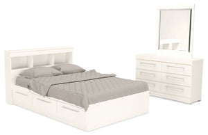 Riley 5-Piece Full Mates Bed with Headboard Bedroom Set – White