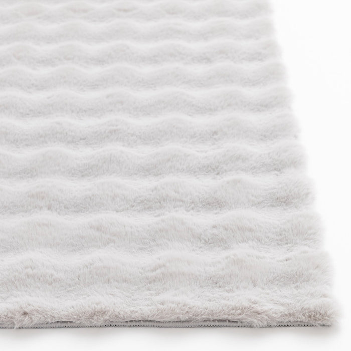 Faux Fur Bubble Light Grey Area Rug with Memory Foam Backing - 5' x 7'