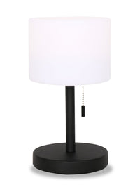 Solana 11” Modern Metal Acrylic Portable Table Lamp with USB Port - Black 