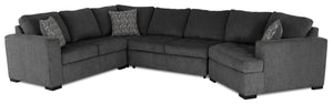 Legend 4-Piece Right-Facing Chenille Cuddler Sleeper Sectional - Pepper