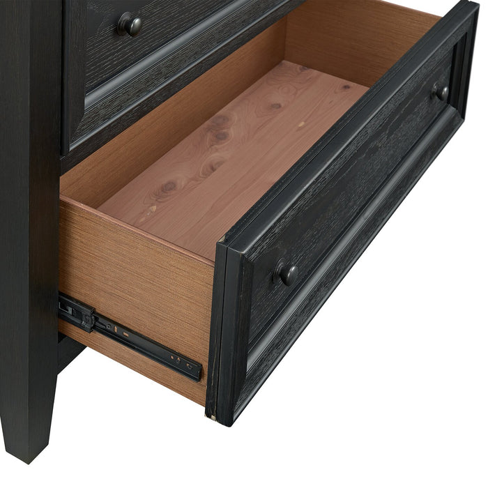 Casa Bedroom Chest of Drawers, 6-Drawer, 39\"W x 52\"H, Wood - Black