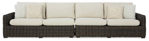 Halifax 2-Piece Outdoor Patio Set with Right & Left Facing Loveseats, UV & Weather Resistant - Beige/Brown