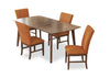Rain 5pc Dining Set with Table & 4 Orange Chairs, 72\"W - Orange/Brown