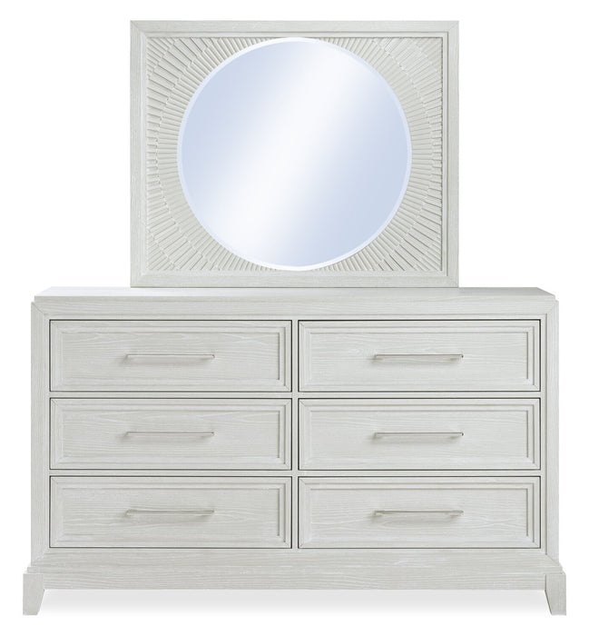Vida 5pc Bedroom Set with Panel Bed, Dresser & Mirror, Sand - King Size