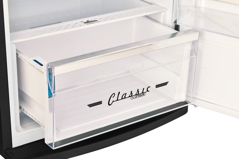 Unique Classic Retro 24\" 11 Cu Ft. Top Freezer Refrigerator – Midnight Black - UNQ-310L B TM