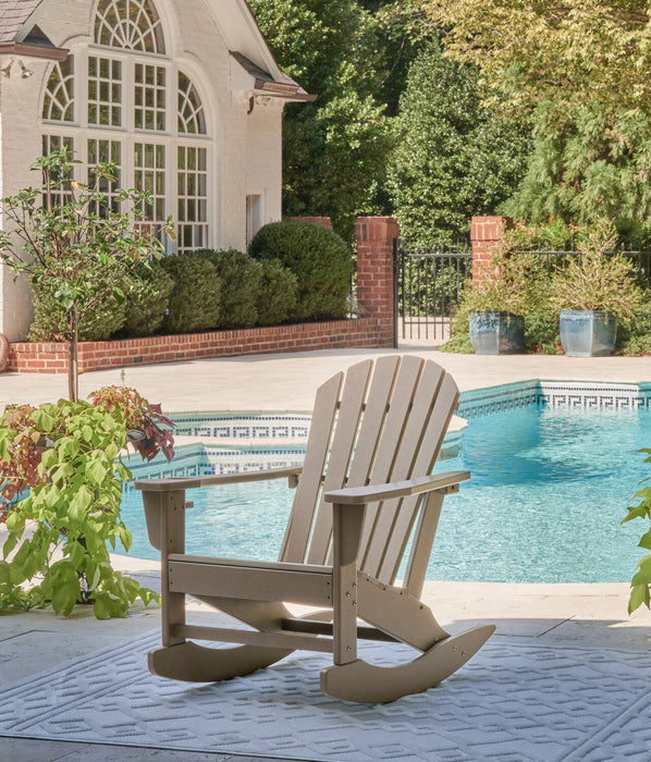 Bask Outdoor Patio Rocking Chair - High Density Plastic, UV & Weather Resistant - Taupe