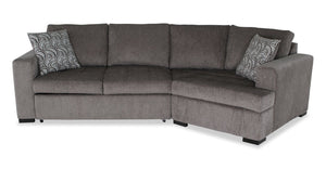 Made in Canada Legend 2-Piece Right-Facing Chenille Fabric Cuddler Sleeper Sectional - Pewter Brown