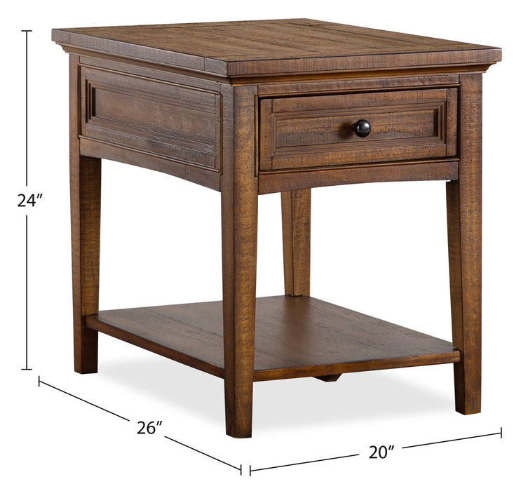 Hanson 20” Traditional Pine End Table with Storage - Toasted Nutmeg