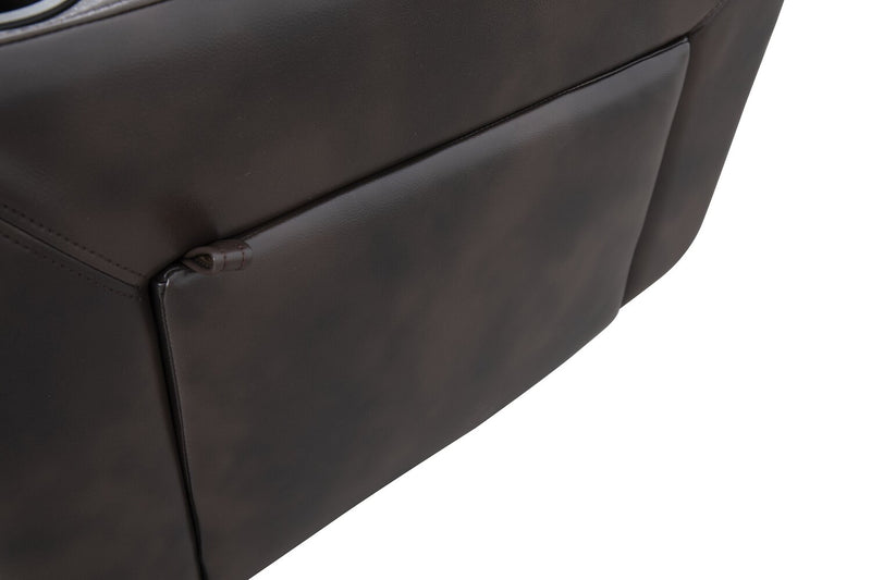 Scott Living Escape 39\" Power Reclining Chair with Power Headrest and Surround Sound - Dark Brown Leather-Look Fabric