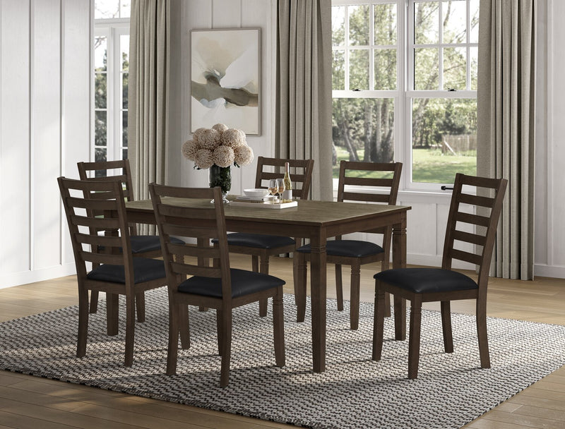 Devon 7pc Dining Set with Table & 6 Chairs - 60\"W, Wood  - Dark Brown