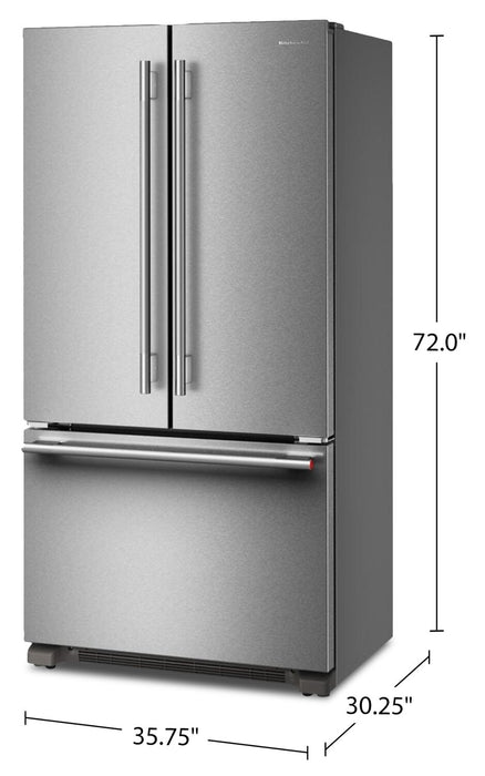 KitchenAid 36\" 22 Cu. Ft. French Door Refrigerator - PrintShield Stainless Steel - KRFC136TPS