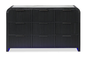 Kaleo Bedroom 9-Drawer Dresser, LED, Reeded, Modern, 58.5