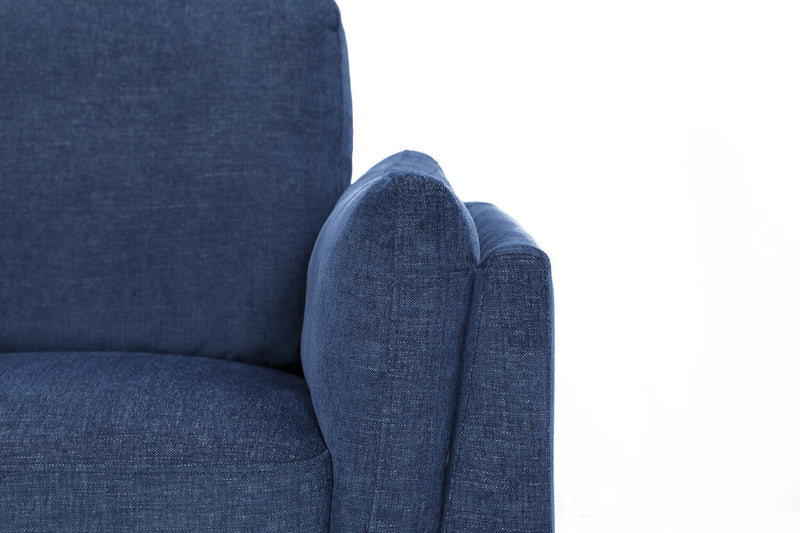 Zara 2-Piece Left-Facing Fabric Sectional with Chaise and Wood Legs - Navy