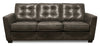 Clark 85\" Genuine Leather Sofa with Button Tufting – Charcoal 