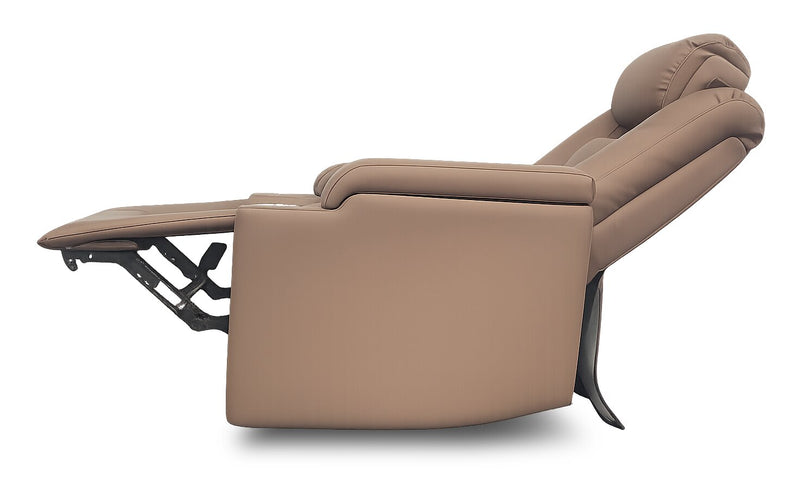Rylen 35.4\" Faux Leather Power Reclining Chair with Power Headrest and Storage Armrests – Brown 