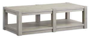 Clifford 60” Contemporary Solid Wood Coffee Table with Shelf and Casters - Calico Grey