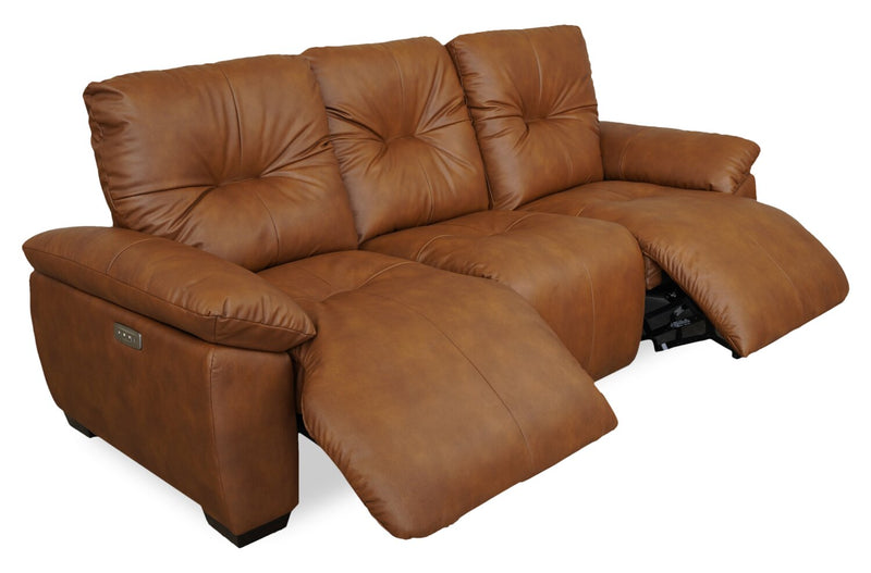 Bello 91.7\" Leather-Look Fabric Power Reclining Sofa - Brown