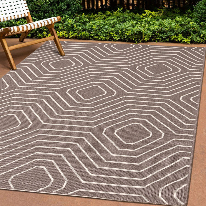 Suri 6'7\" x 9'6\" Geometric Area Rug - Brown