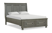 Chelsea Platform Storage Bed with Headboard & Frame, Grey - Queen Size 