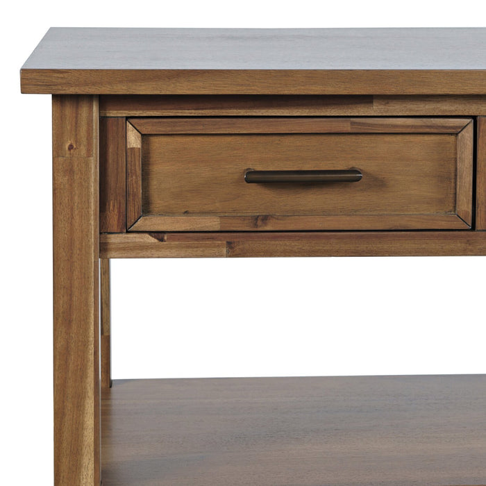 Nathan 50\" Rustic Sofa Table with Storage and Shelf - Light Brown
