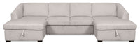 Envy 3-Piece Chenille Fabric Sleeper Sectional with Two Storage Chaises - Fog Grey 