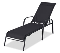 Tuscany Outdoor Patio Lounger with Adjustable Backrest - Metal, UV & Weather Resistant - Grey/Black 