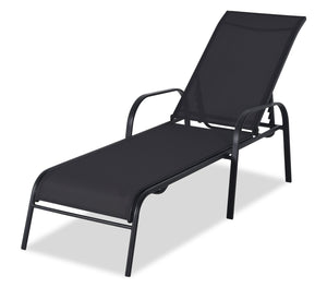 Tuscany Outdoor Patio Lounger with Adjustable Backrest - Metal, UV & Weather Resistant - Grey/Black