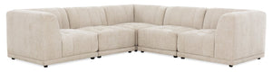 Oaklyn Modular 5-Piece Fabric Sectional with Tufted Seat Cushions - Beige