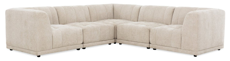 Kort & Co. Oaklyn Modular 5-Piece Fabric Sectional with Tufted Seat Cushions - Beige