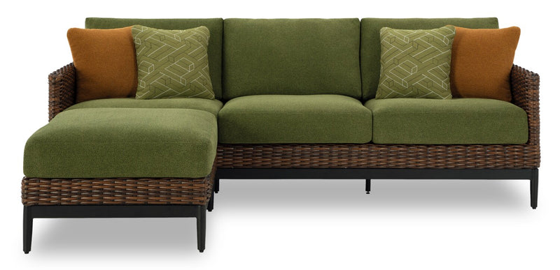 Tofino Outdoor Patio Sofa - Resin Wicker, UV & Weather Resistant - Green/Brown/Black