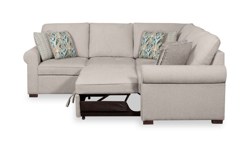 Scott Living Haven 3-Piece Chenille Fabric Sleeper Sectional - Grey