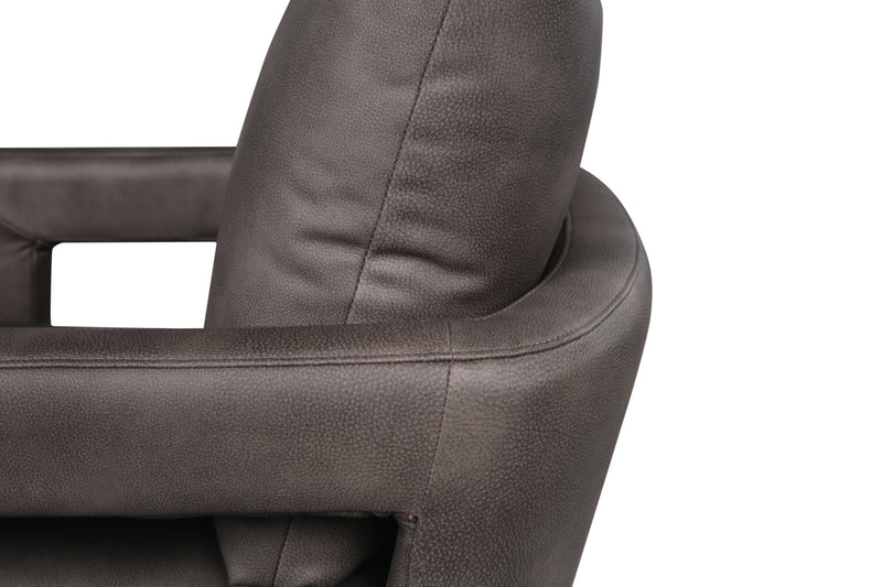 Ever 28\" Swivel Leather-Like Fabric Accent Chair – Dark Brown 