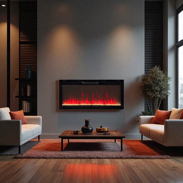 Mirage 42\" Modern Electric Free Standing Wall Mountable Fireplace - Black