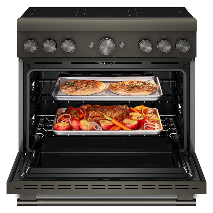 KitchenAid 36\" 5.1 Cu. Ft. Freestanding Induction Range with No Preheat Air Fry – Black Ore - KFIS936SBE 