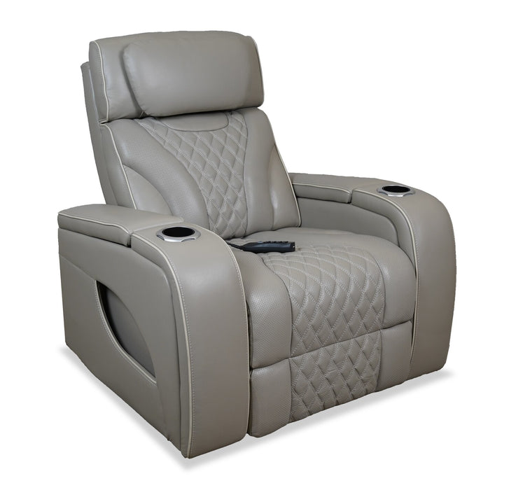 Elite 38\" Genuine Leather Massage Power Reclining Chair with Immersive Audio and Power Headrest - Putty