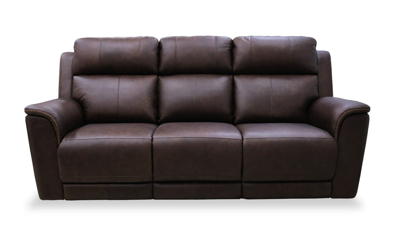 Vibe 85\" Genuine Leather Massage Power Reclining Sofa with Immersive Audio and Power Headrests - Brown