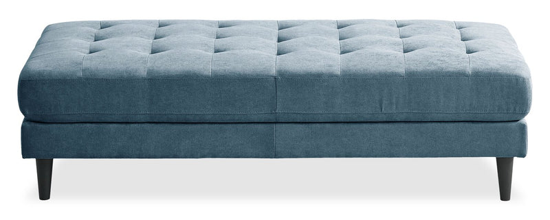 Metro 63\" Fabric Ottoman with Tufted Cushion - Denim Blue