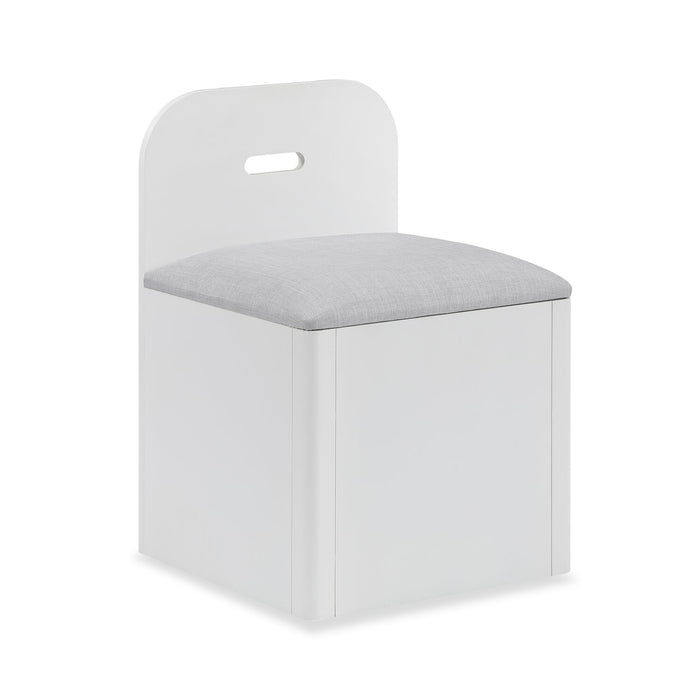 Quinn Platform Bed with Bookcase Headboard, Built-in Desk & Stool, White - Twin Size