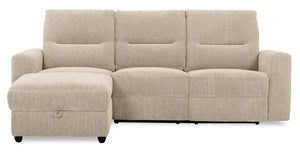 Meadow 2-Piece Left-Facing Taupe Chenille Fabric Power Reclining Sectional with Storage Chaise