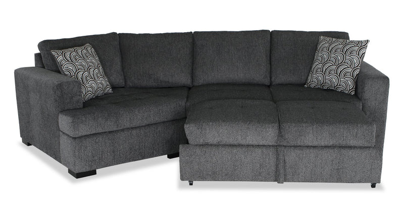 Made in Canada Legend 2-Piece Left-Facing Chenille Fabric Cuddler Sleeper Sectional - Pepper Grey